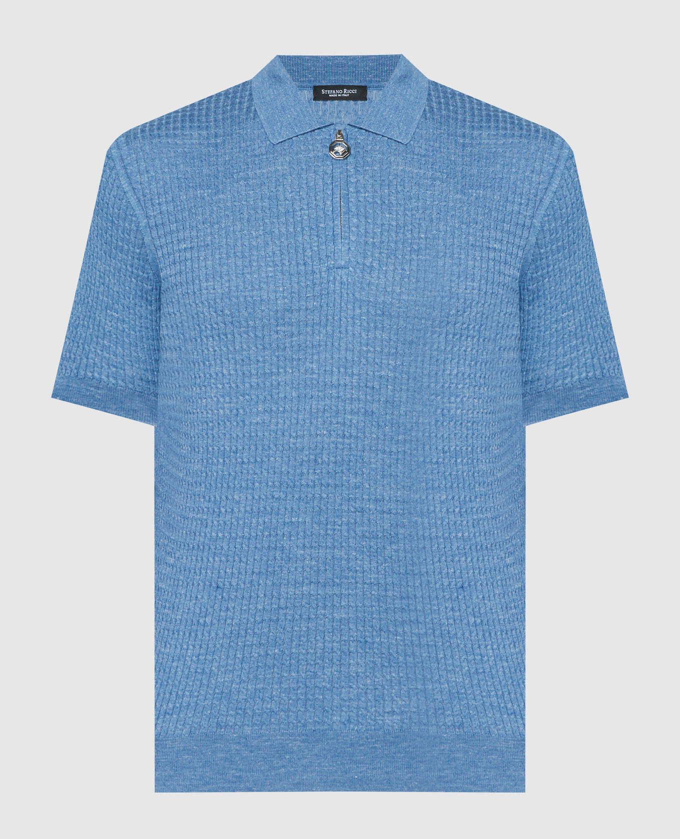Blue polo shirt made of silk, cashmere and linen with a textured pattern Stefano Ricci, Light blue
Blue polo shirt made of silk, cashmere and linen with a textured pattern Stefano Ricci, Light blue