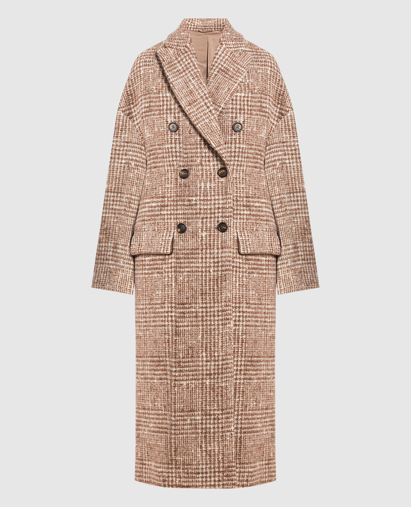 Brown plaid double-breasted coat with monil chain Brunello Cucinelli, Коричневый
Brown plaid double-breasted coat with monil chain Brunello Cucinelli, Коричневый