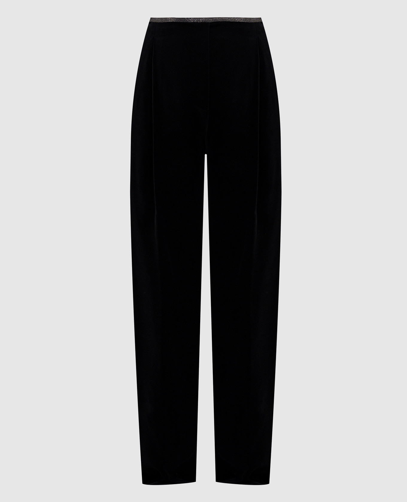 Black velvet pants with monil chain Brunello Cucinelli, Черный 
Black velvet pants with monil chain Brunello Cucinelli, Черный