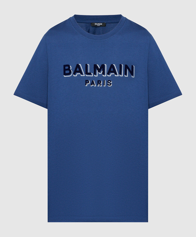 Tシャツ・カットソー BALMAIN Men T Shirts DH1EG010 BC72 SOS BLUE Loose T-shirt with vintage Balmain embroidery - Men | BALMAIN