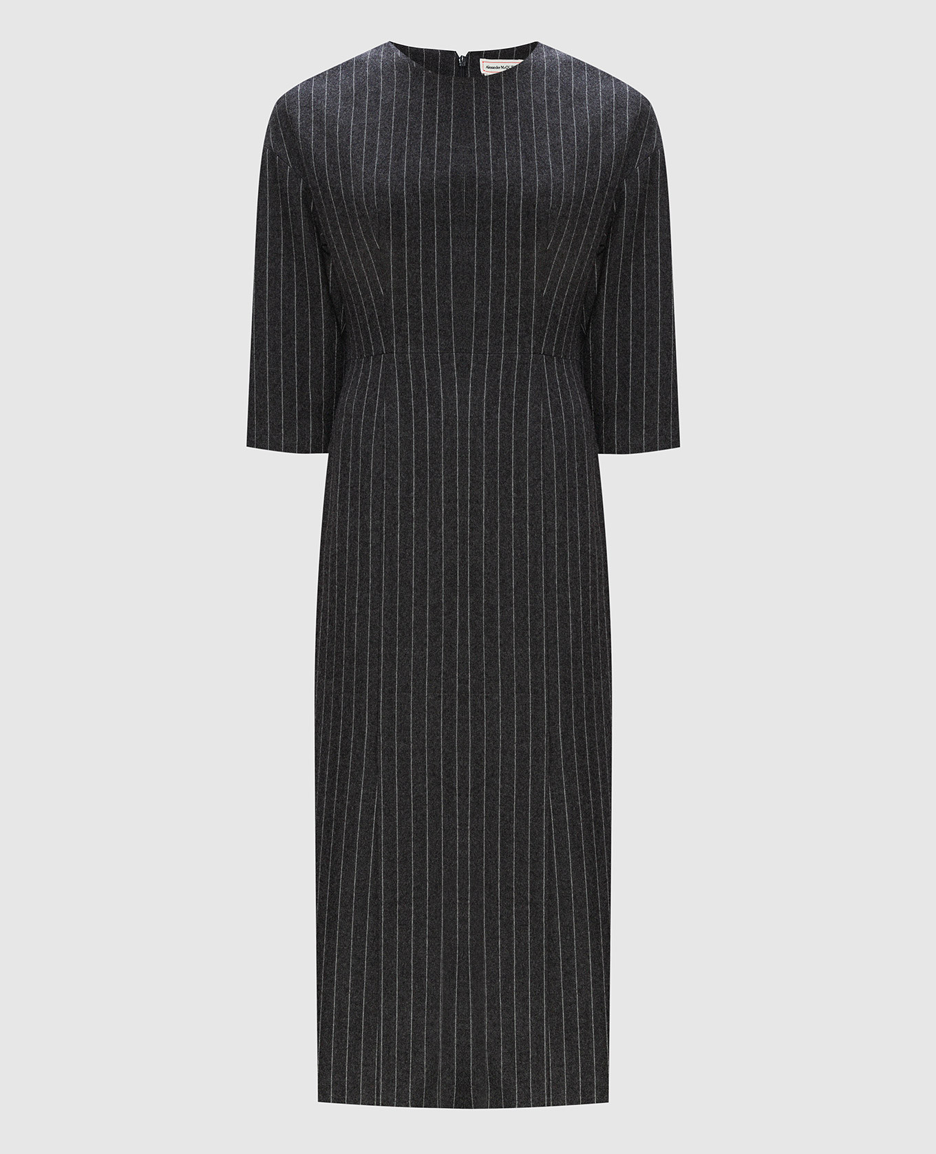 

Gray striped wool sheath dress Alexander McQueen, Grey