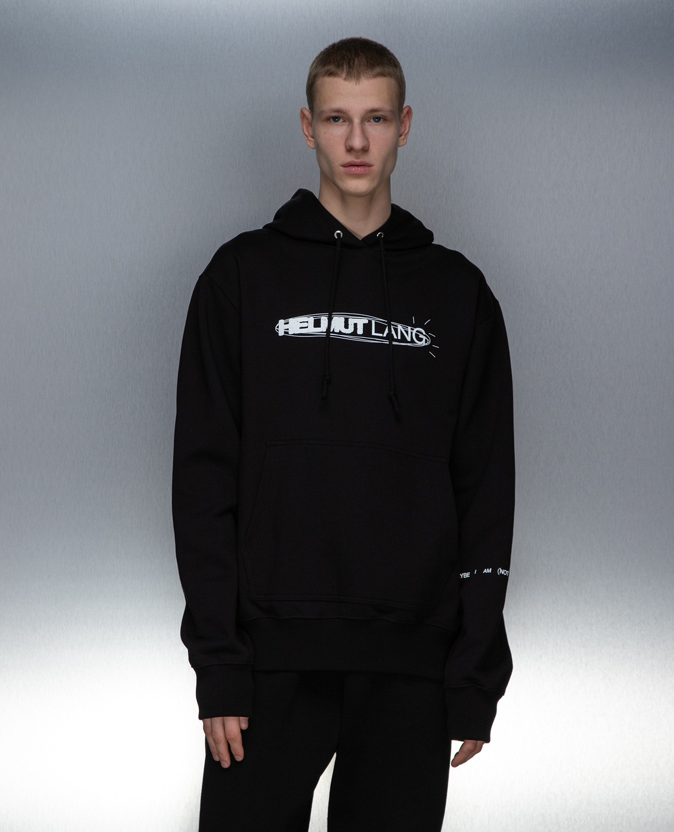 

Black hoodie with SPACE print Helmut Lang