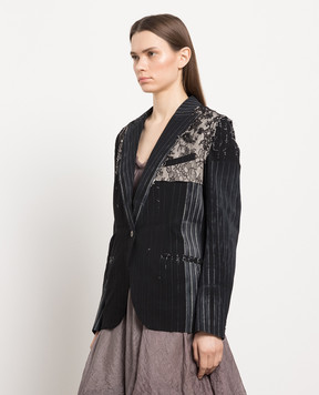 Marc Le Bihan Black silk jacket with lace 22814