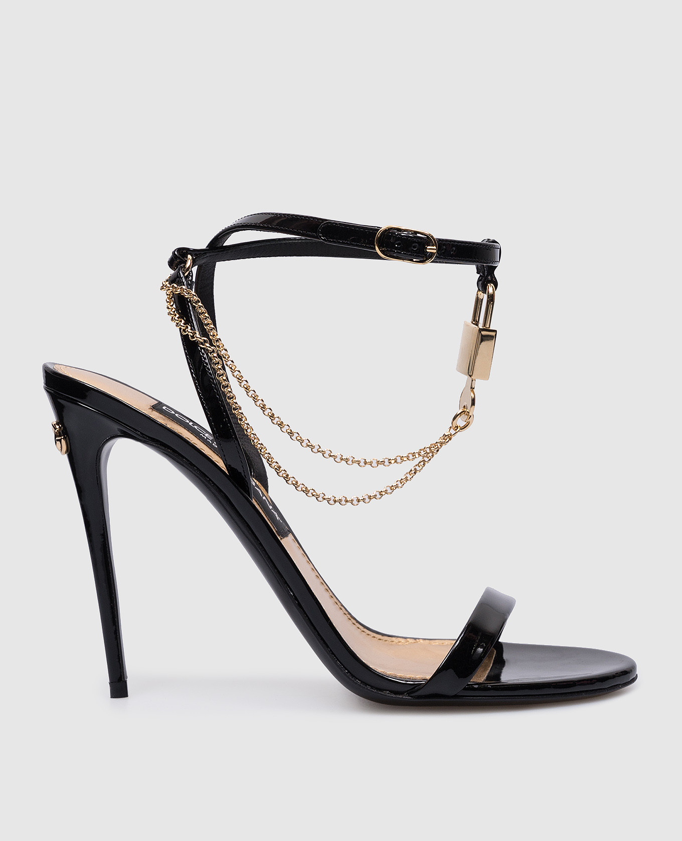 

Black patent leather sandals with a pendant Dolce&Gabbana