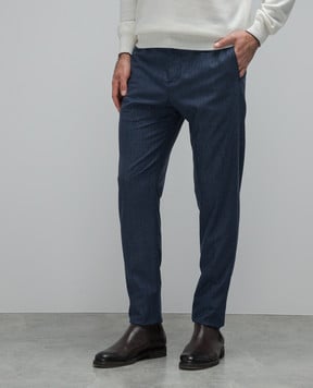 Marco Pescarolo Chiaiam blue patterned wool and cashmere tapered trousers CHIAIAM48PR2