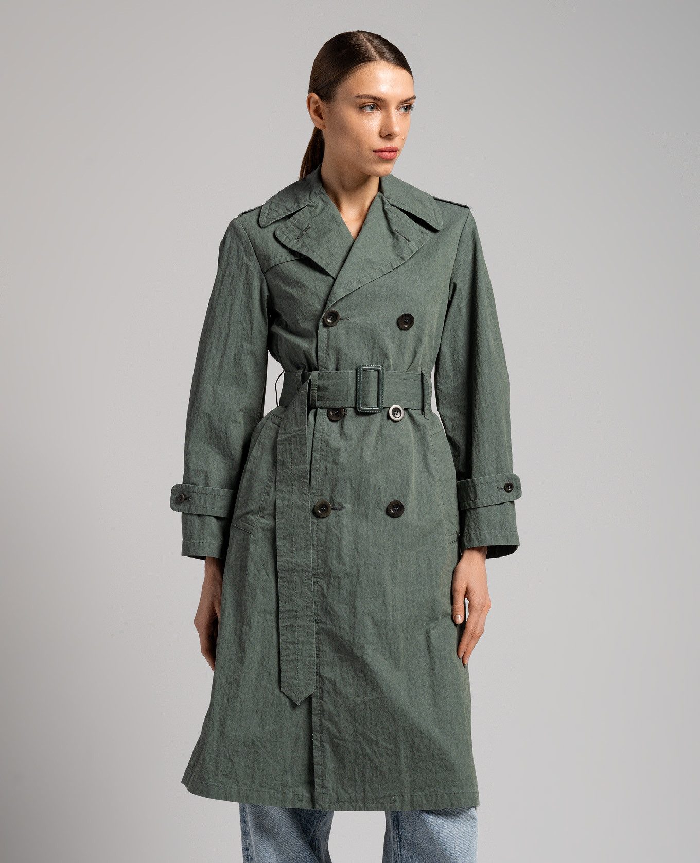 

Green trench coat with a reaper effect Maison Margiela