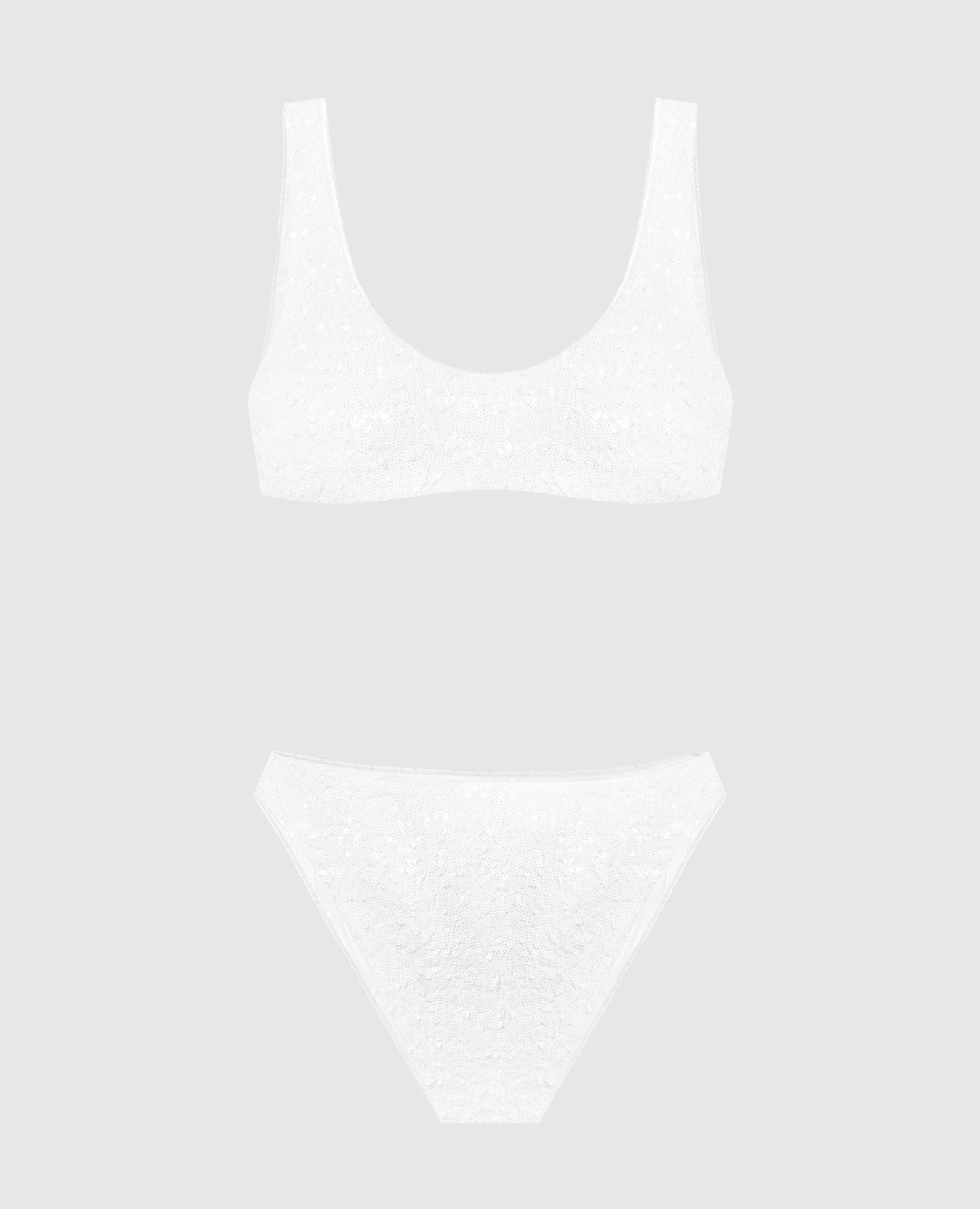 

White HS22 Paillettes Sporty Bra 90s Bottom Swimsuit with Sequins Oseree, Белый