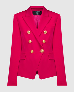 Balmain Pink double-breasted woolen jacket BF1SG008WC09