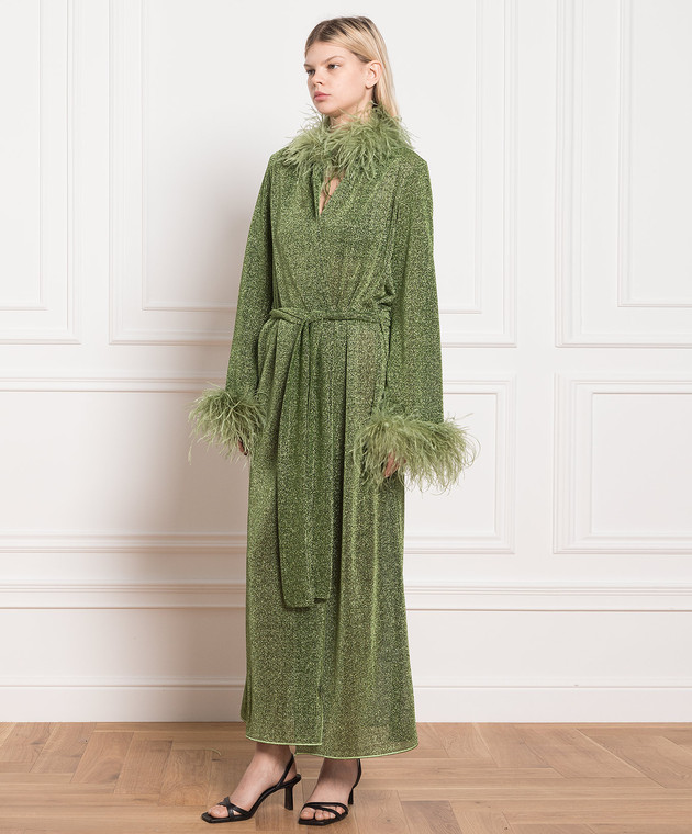 Oseree - Lumiere Plumage green robe with lurex and ostrich feathers LFS238LUREXPLUMAGE - shop with European delivery at Symbol Oseree - Lumiere Plumage green robe with lurex and ostrich feathers LFS238LUREXPLUMAGE - shop with European delivery at Symbol