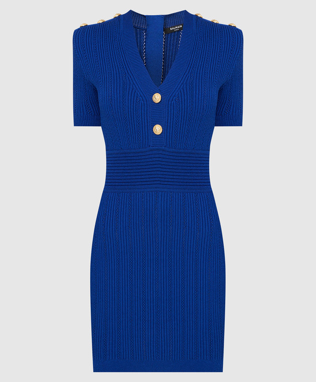 Balmain - Patterned blue mini dress XF1R6030KB39 - shop with Greece delivery at Symbol Balmain - Patterned blue mini dress XF1R6030KB39 - shop with Greece delivery at Symbol