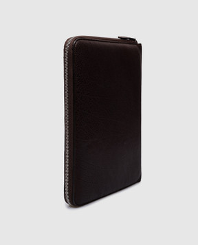 Brunello Cucinelli Brown leather document folder with logo MWBPU190