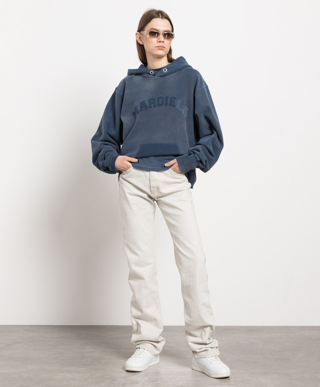 Maison Margiela - Blue hoodie with logo patch Maison Margiela - Blue hoodie with logo patch