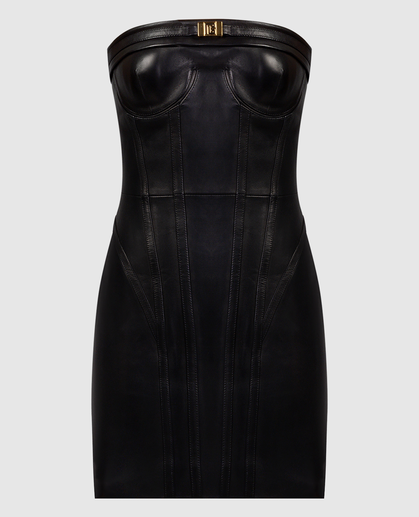 

Black leather bustier dress Balmain