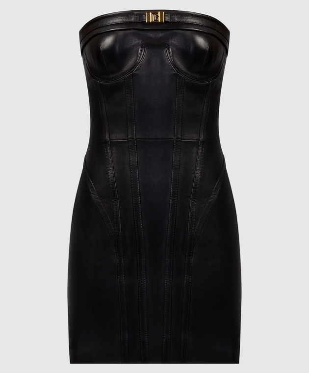 Balmain - Black leather bustier dress BF0R1165LC62 - shop with Ireland  delivery at Symbol
