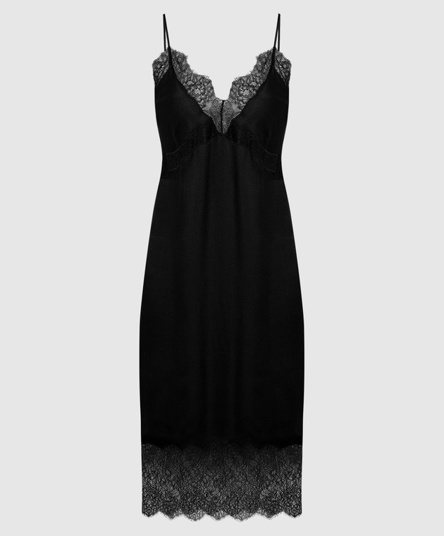 anine bing lace dress Anine Bing - Black Amelie dress with silk and lace A020440000