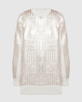 Max Mara Beige Piovra wool sweater dress with sequins PIOVRA