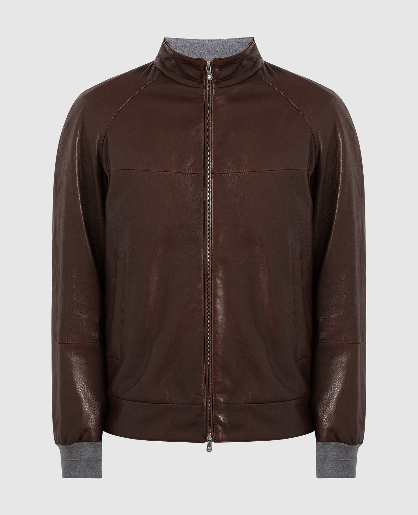 Brown leather jacket brunello cucinelli