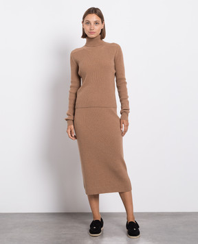 Babe Pay Pls Brown cashmere sweater and skirt suit MD9751312341MI