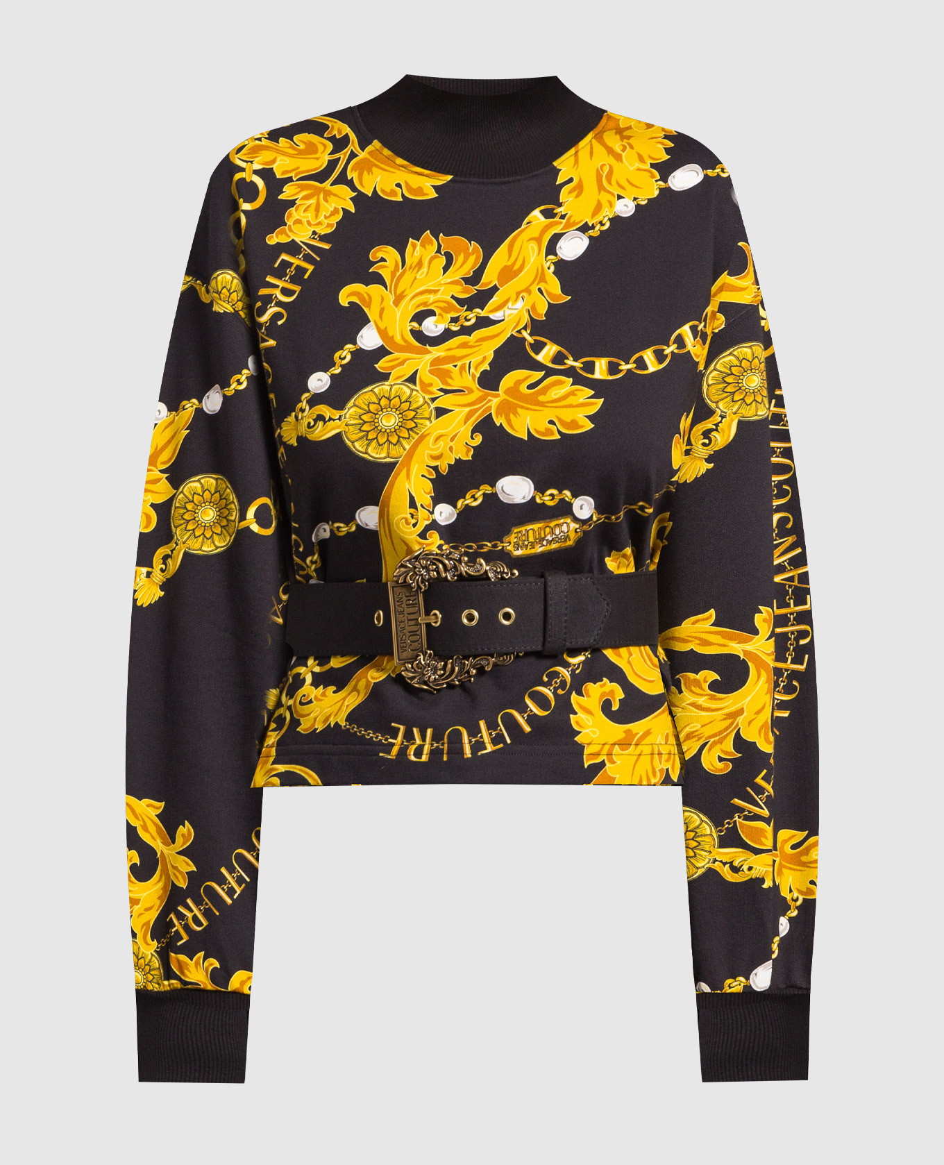 

Black sweatshirt in Chain Couture print Versace Jeans Couture, Черный