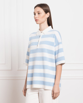 Allude Striped wool and cashmere polo shirt 23217134