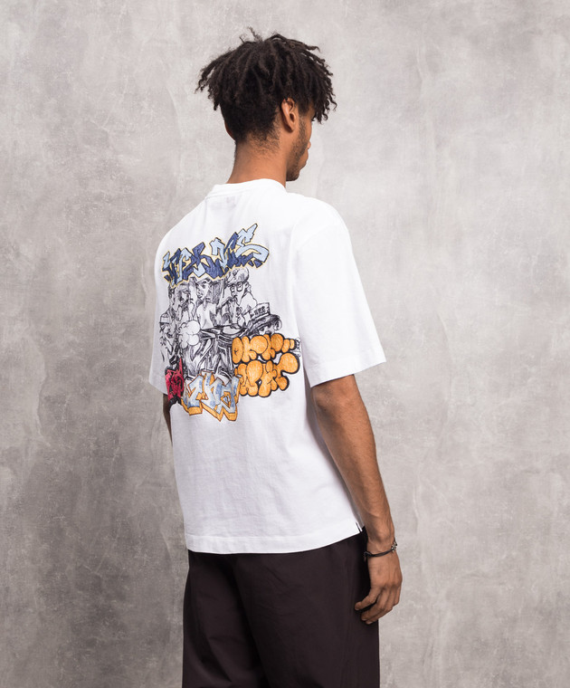 Off-White - T-shirt bianca con ricamo graff wht pupp over