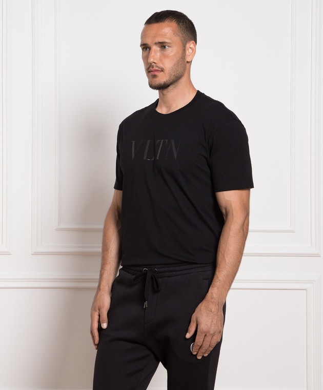 Valentino - Czarna koszulka z nadrukowanym logo VLTN
