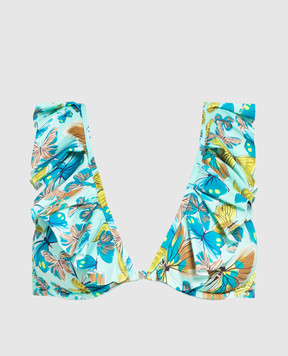Vilebrequin Blue bodice from Lizzy Swimwear in a frilled print LZZC3H33