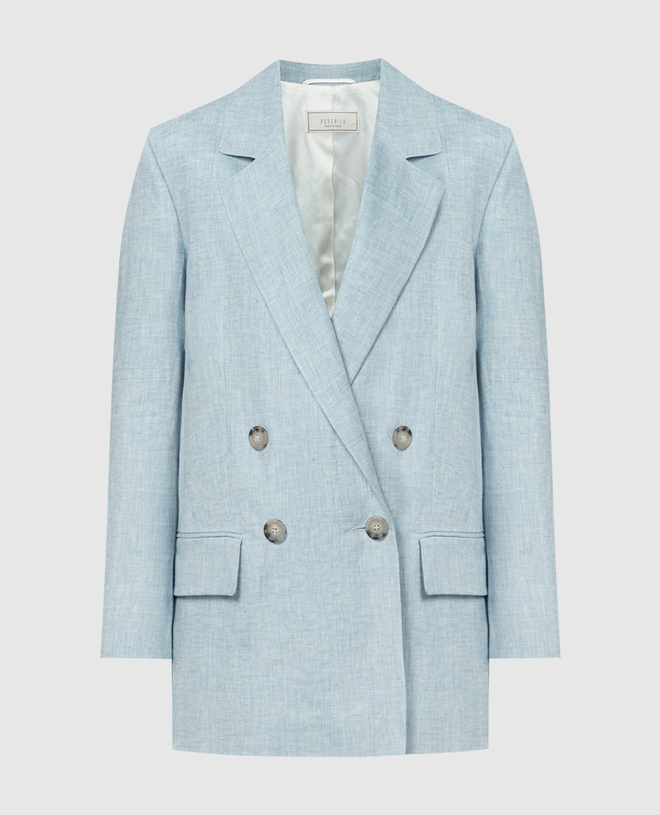 Blue double-breasted linen jacket peserico