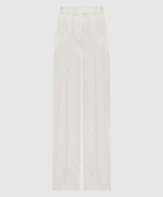 パンツ THE ATTICO SS24 White satin Jagger pant (242WCP43V053 043) The Attico - Jagger white logo print pants 242WCP43V053