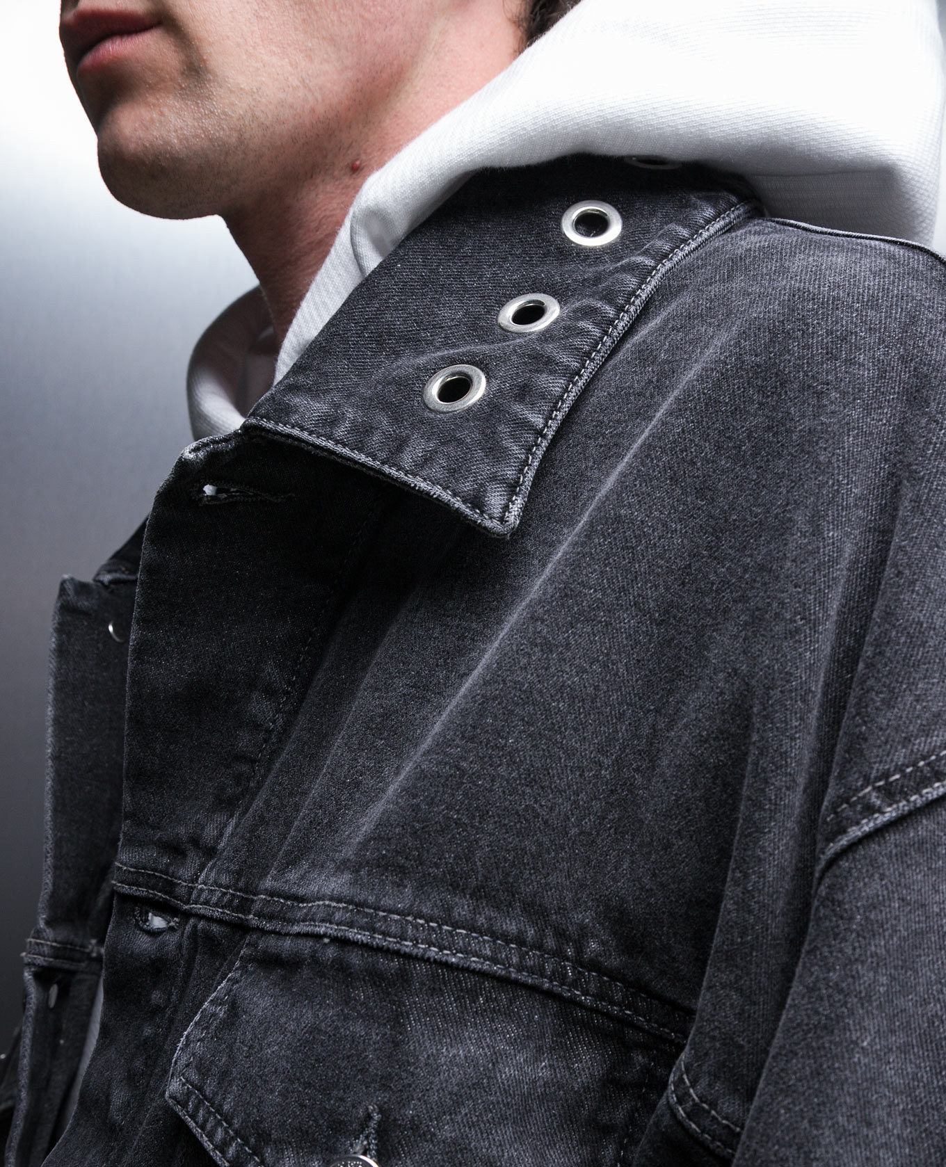 

Gray denim jacket with eyelets Off-White, Grey