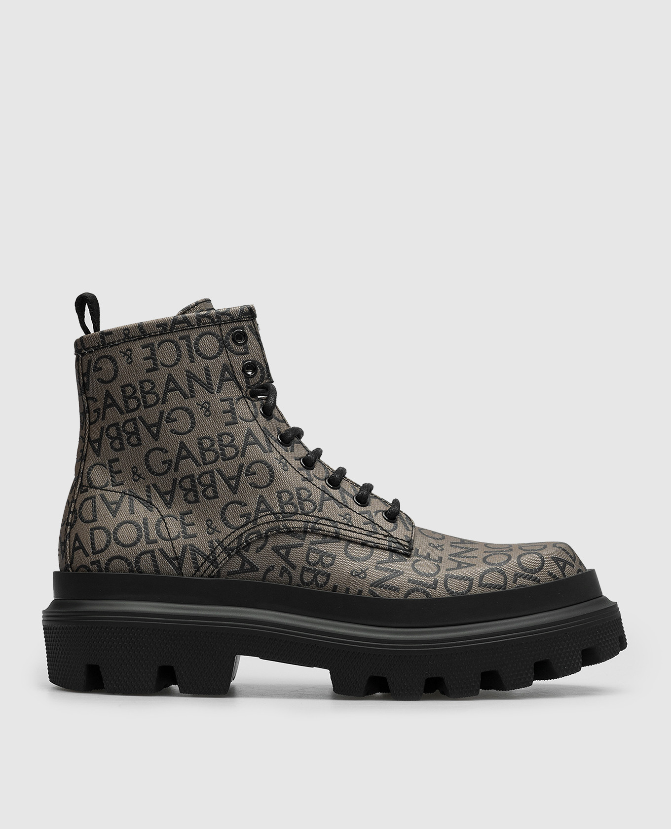 Brown boots in logo pattern dolce&gabbana