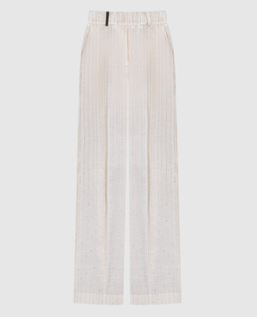 Peserico White striped linen pants P0433507554