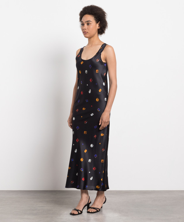 人気【MAXMARA】Abito all'americana in seta stampata Max Mara Sportmax - Abito in seta stampata nera ZELIA