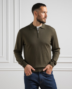 Cashmere&Whiskey Khaki wool polo shirt 94394Z