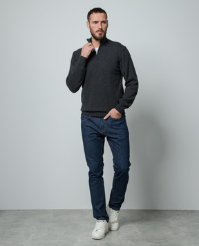 Cashmere&Whiskey Gray cashmere jumper with zipper 357N