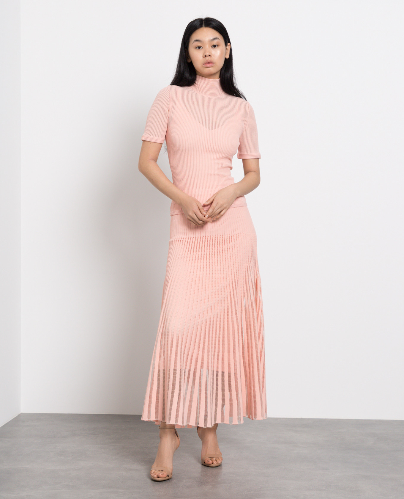 

Pink midi skirt with translucent inserts Fendi