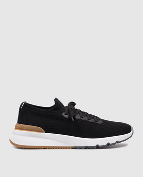 Brunello Cucinelli Black sneakers made of wool with a logo MZUPMBO252
