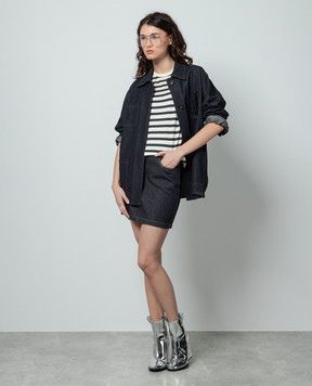 Max Mara Giubba blue denim skirt with logo patch GIUBBA