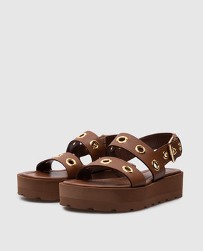 Gianvito Rossi Brown leather sandals with eyelets G3234305GOMCLN