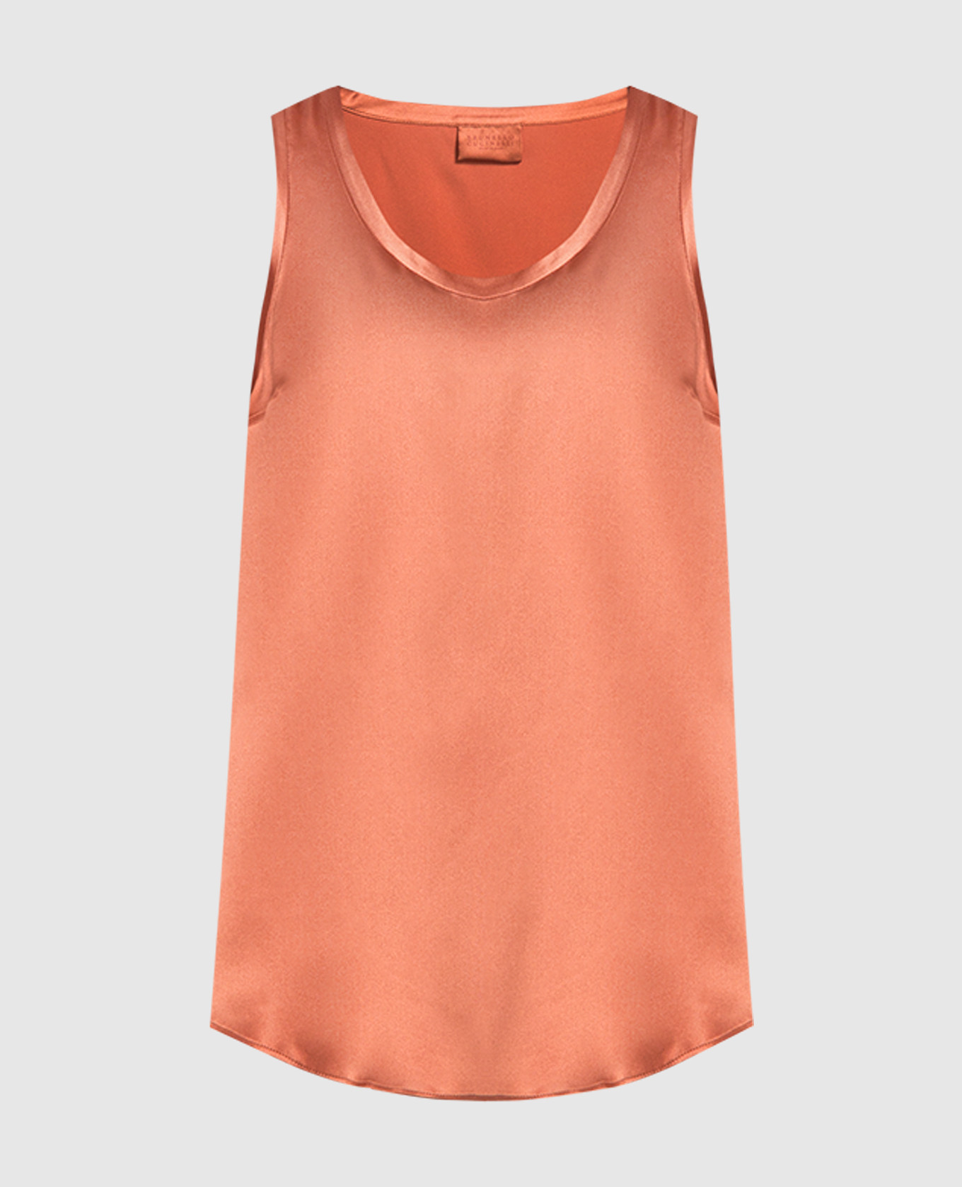 

Terracotta top in silk with scalloped hem Brunello Cucinelli, Orange