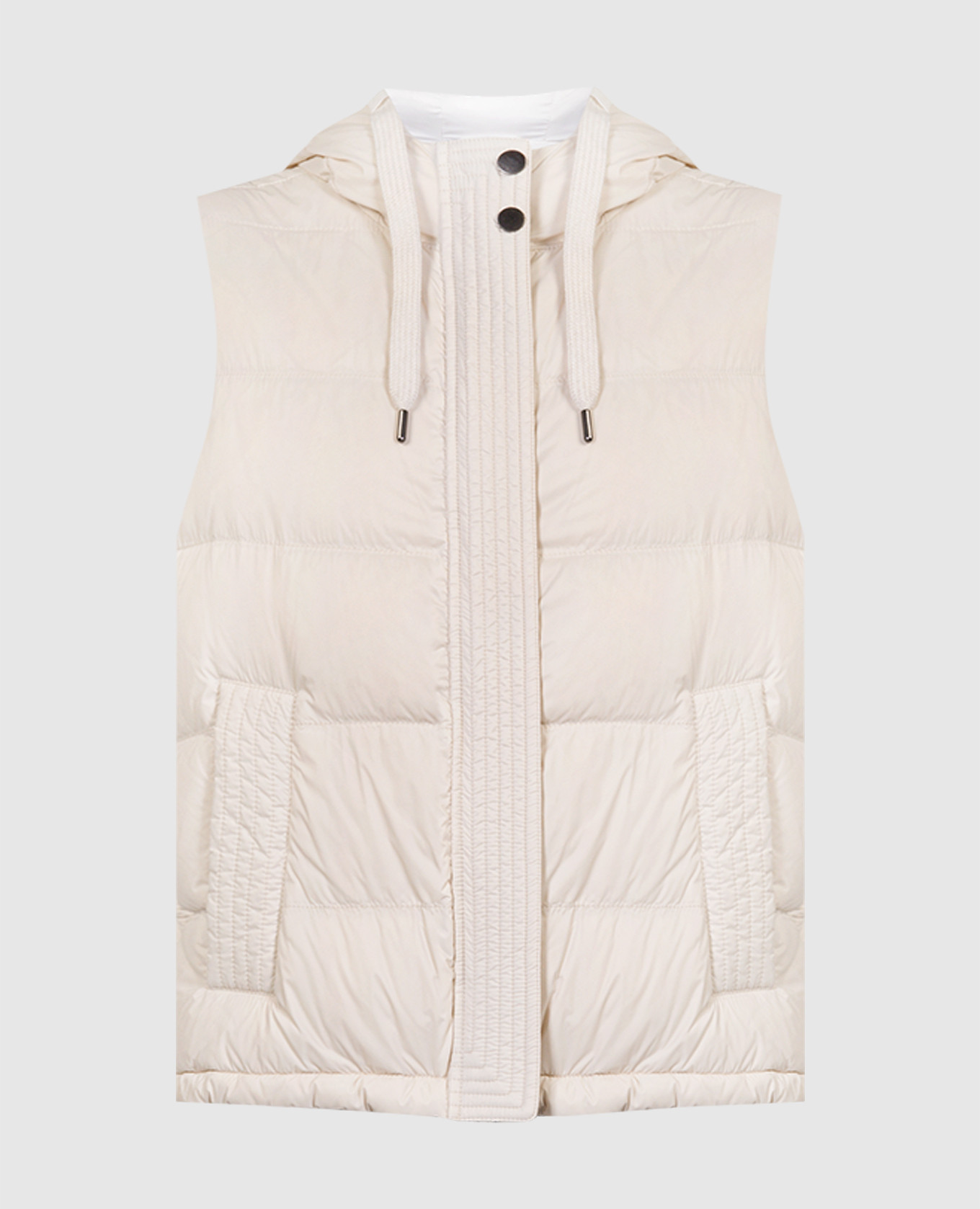 Beige down vest with ecolatun monil chain Brunello Cucinelli