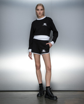 Dolce&Gabbana Black shorts with contrasting logo embroidery FTC2SZGDB6F