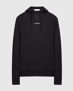 Valentino Black hoodie with contrast logo print VV3MF14F73Csh