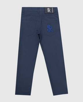 Stefano Ricci Baby blue pants with monogram embroidery YAT9200010CT001D