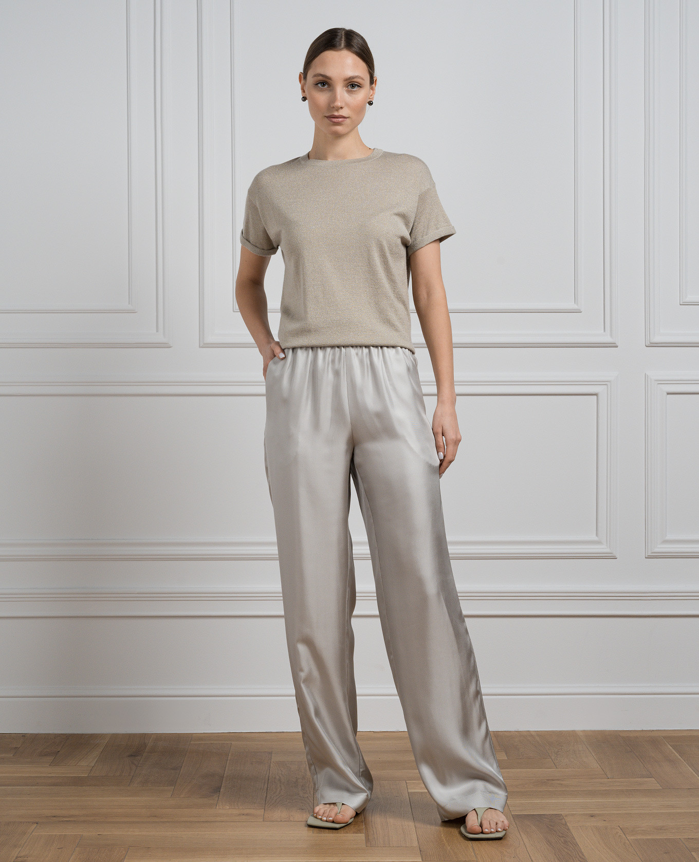

Beige t-shirt with cashmere and silk with lurex Brunello Cucinelli
