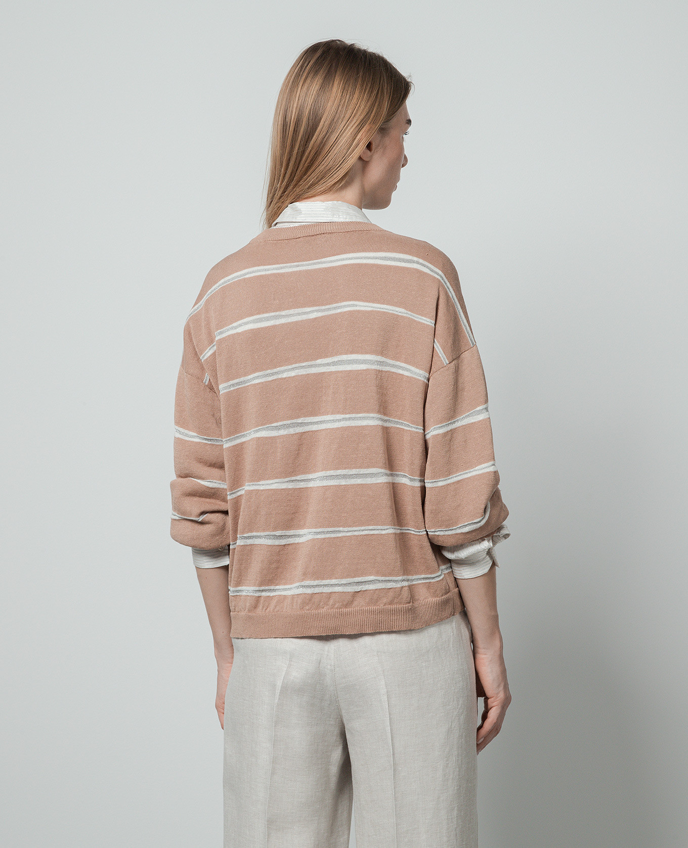 

Brown striped jumper with lurex Peserico
