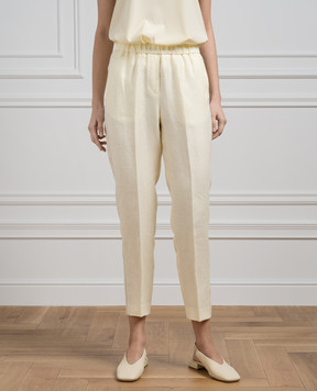 Peserico Yellow linen pants with monil chain P0407202606