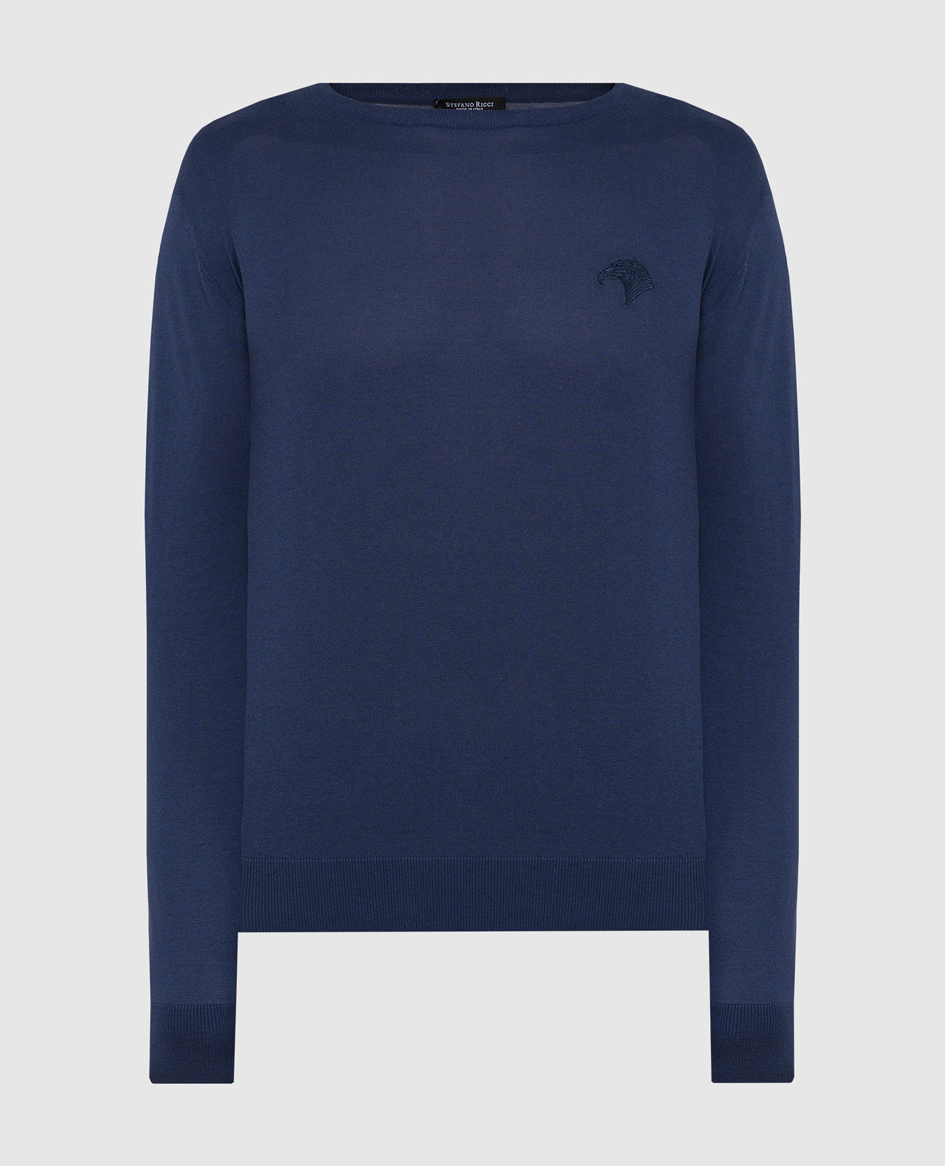 

Blue jumper with eagle head logo embroidery Stefano Ricci