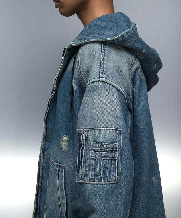 Juun.j - Blue denim jacket with a distressed effect JC4141PD1P 