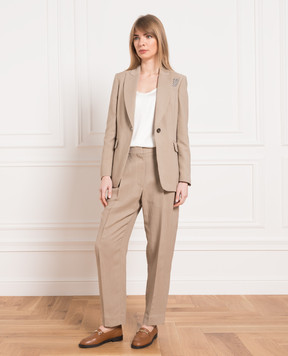 Brunello Cucinelli Brown pants with monil chain MH126P8292